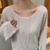 Luxury Necklace Double-Layered White Pearl Necklace for Women Fashionable Long Chain Dress Accessories Gift for Girl Mother