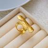 Stainless Steel Exaggerated Geometric Ring for Women Metal Texture Sun Flower Finger Ring Waterproof Antioxidant Jewelry Gifts