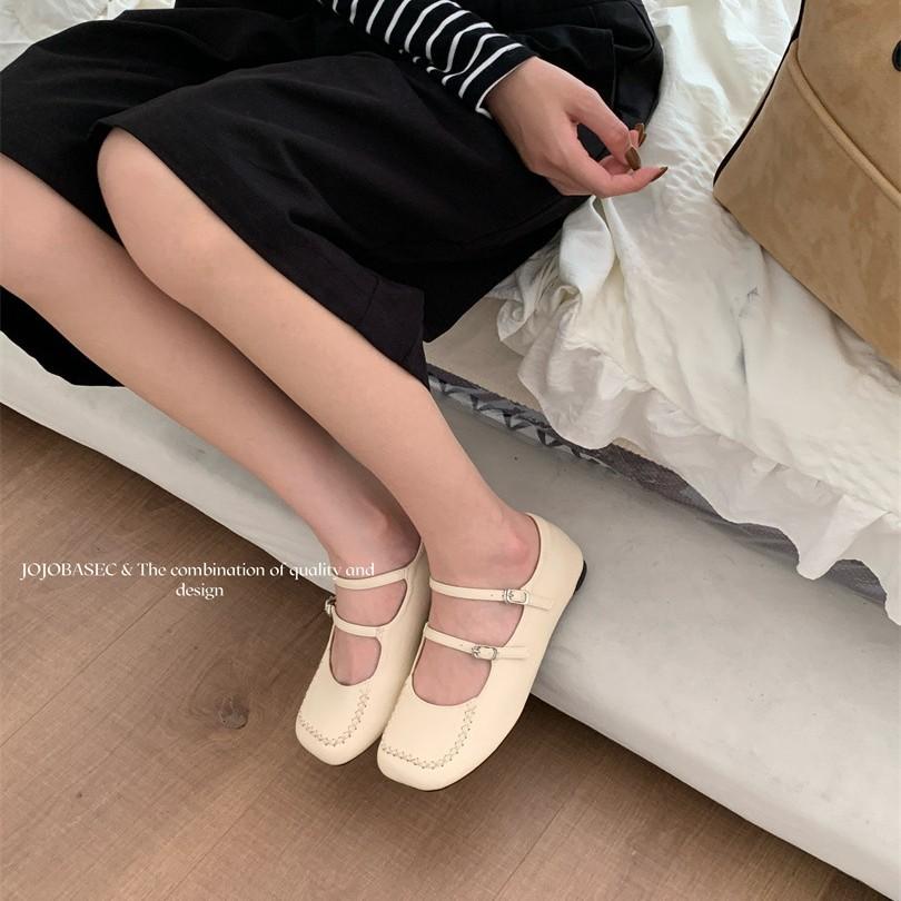 Flat single shoes women's grandma shoes 2025 new early spring shallow mouth Doudou shoes gentle wind with skirt Mary Jane shoes