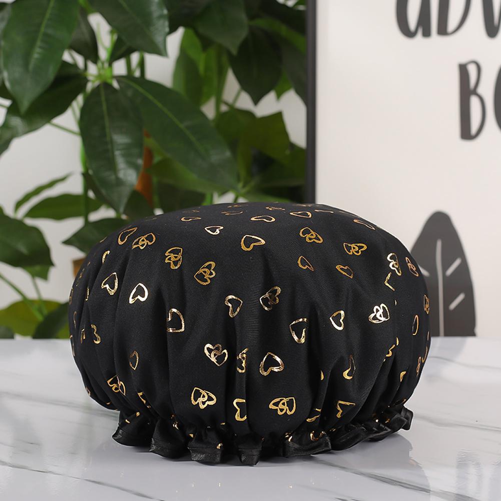 Waterproof Star Double Shower Cap Hair Cap Hot Gold Printed Terylene Cotton Shower Cap Bathing Women