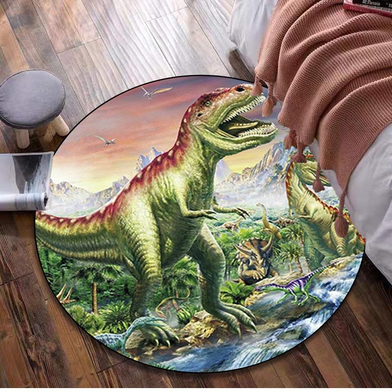 Dinosaurs Circular Rug - Office Decorative Carpet For Living Room Bedroom Door Mat Floor Rug Computer Chair Area Rug