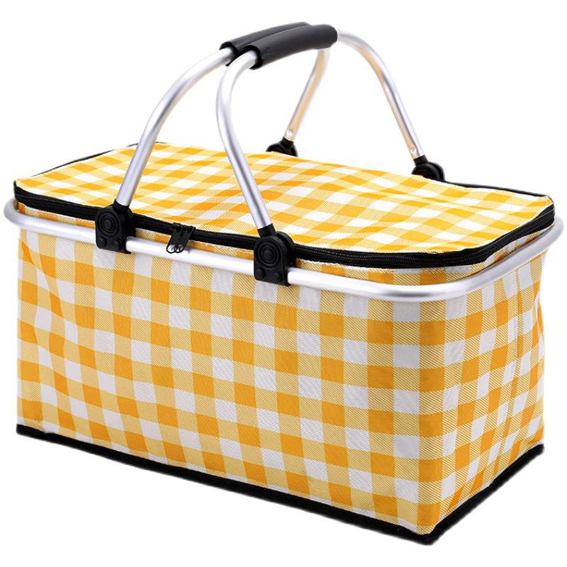 Portable Insulated Folding Picnic Basket - Ideal for Outdoor Trips, Shopping, and Storage.