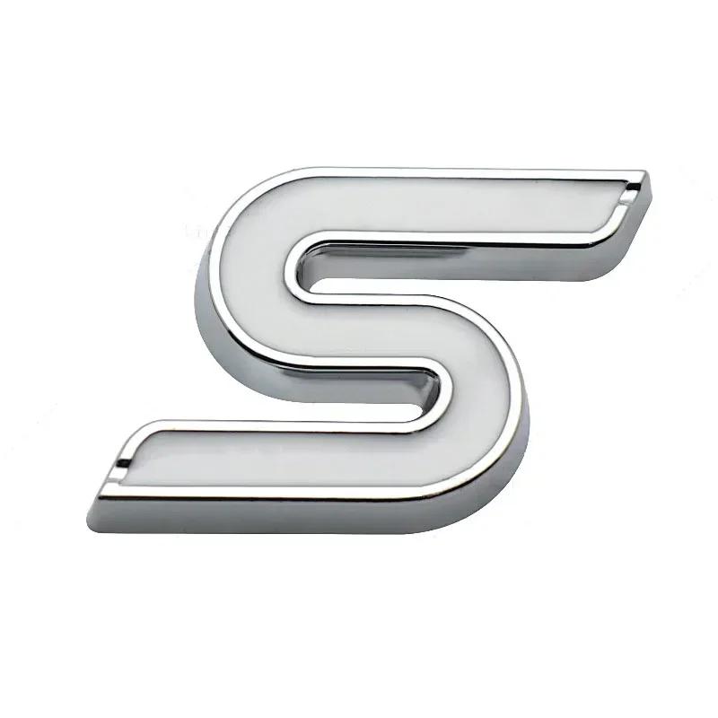 Hkwmg3 3D Metal S Logo Front Grille Emblem Badge Car Rear Trunk Stickers For Ford Focus Fiesta Escape Ecosport Kuga Mondeo Accessories