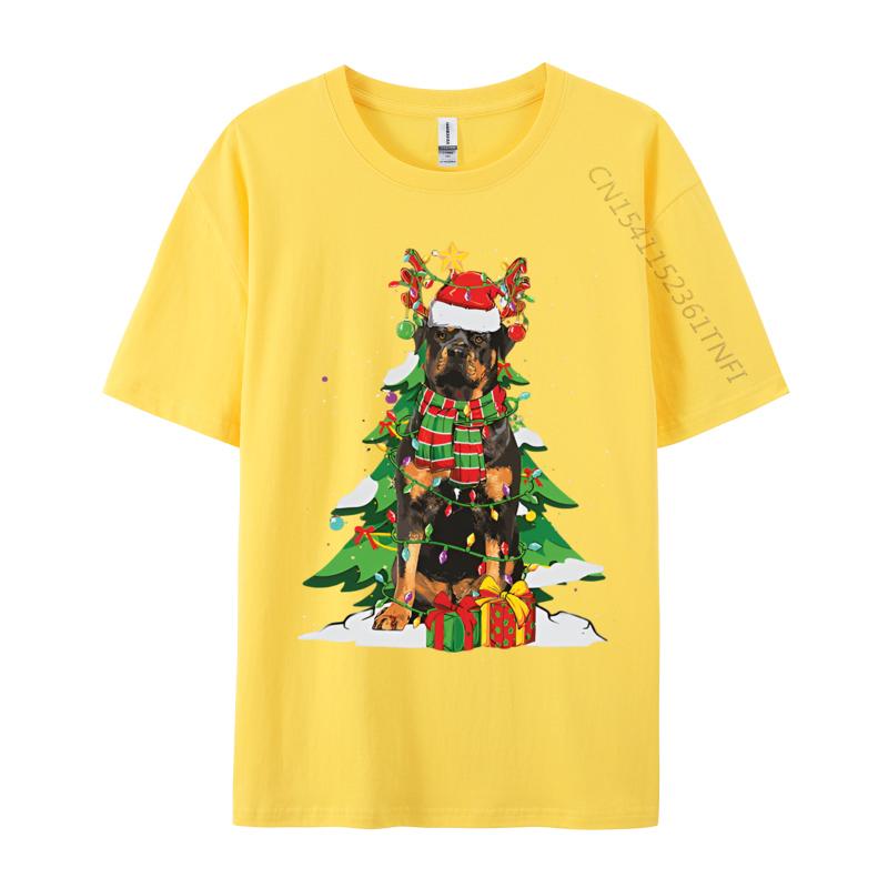 Santa Reindeer Rottweiler Dog Xmas Tshirt Graphic Tee Shirt Male Vintage Cotton Tops Tees Cute Oversized T Shirt