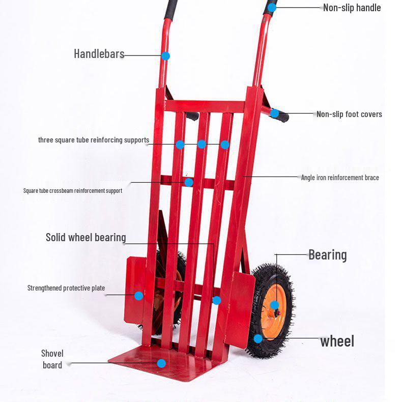 Tiger Cart Two-Wheeled Hand Truck Cargo Carrier Trolley Galvanized Small Round Tube 1m