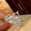 Exquisite Female Ring Real  Sterling Silver Princess Crown Cross Zircon Finger Rings for Women Statement  Gift Anillos