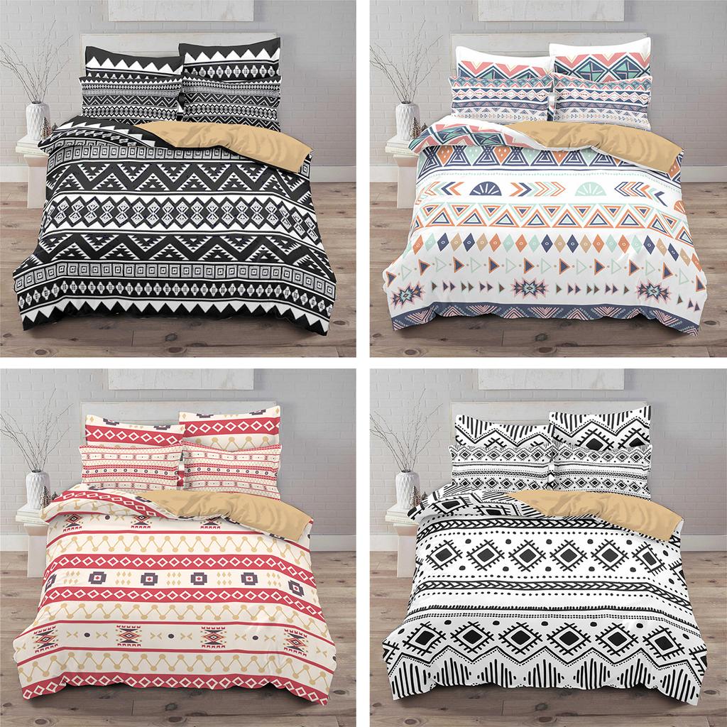 Bohemian-Bettwäsche-Set, Schlafzimmer, Bettbezug, Kissenbezug, Bettwäsche, Einzelbett, Doppelbett, volle Größe, 2/3-teilig, Mikrofaser
