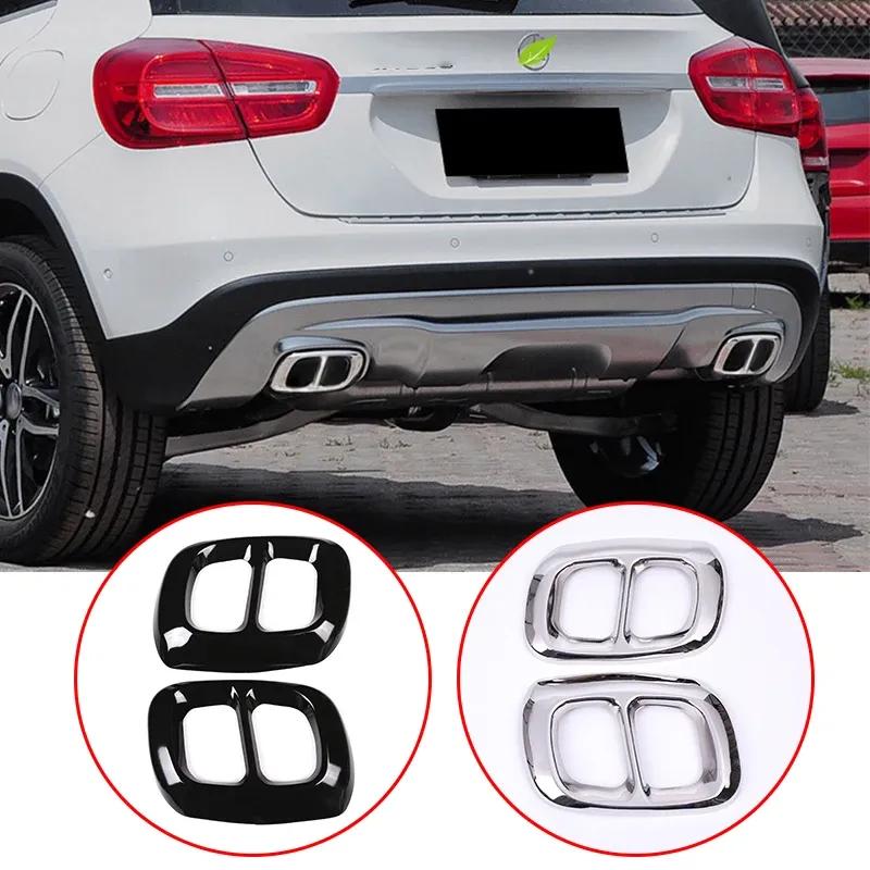 For Benz GLA GLB Class Gla200 220 260 2015- Stainless Steel Rear Bumper Dual Exhaust Pipe Trim Exhause Cover Car Accessories