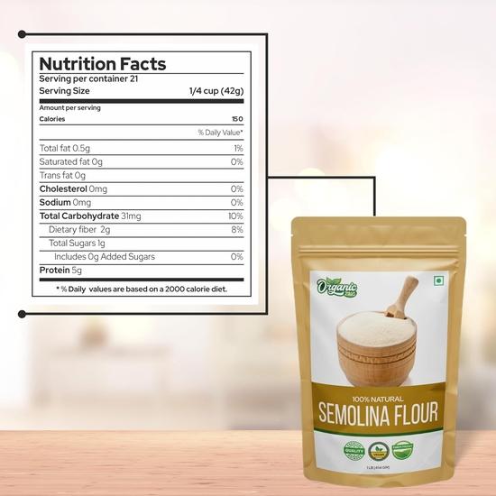 Bio Zing Grieß | Rein | Rava Pulver | Reich an Eisen, Magnesium und Vitamin B | Produkt aus Indien - 454 g (16 Unzen)