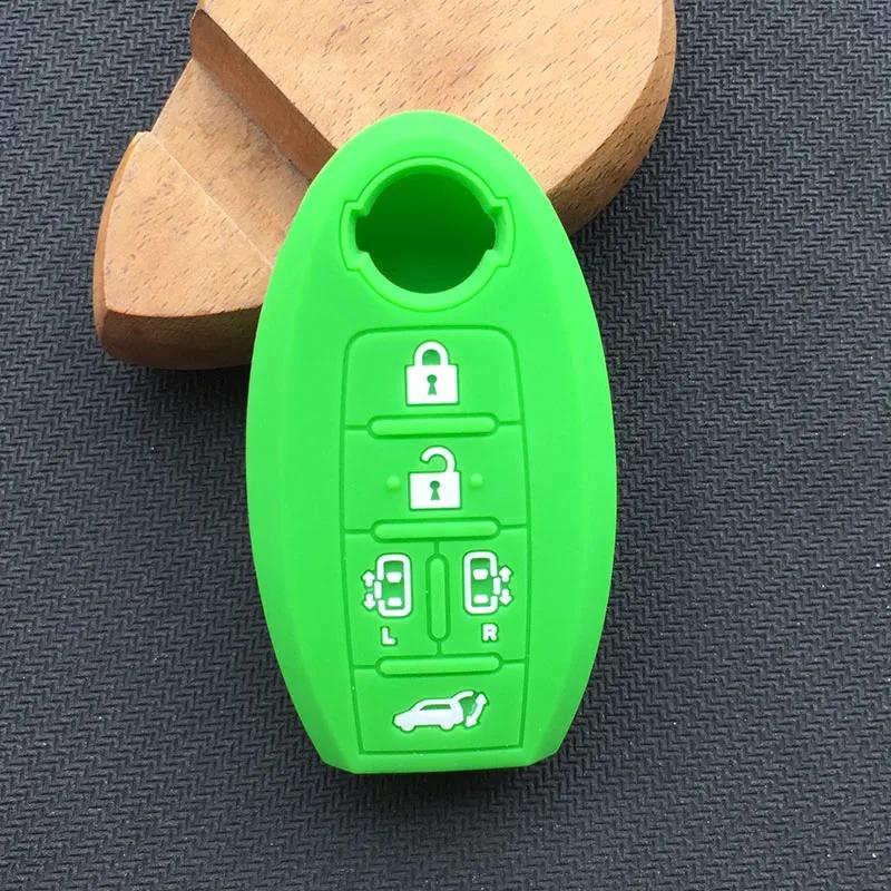 ZAD 5 Buttons Silicone Car Key Case Cover Fob Skin Pocket Protector for Nissan Quest MPV Elgrand Nv200 Evalia Serena Key Holder