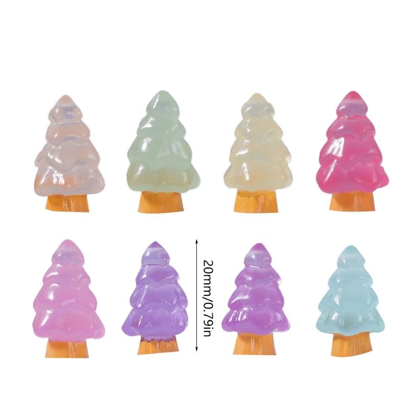 10 Pcs Microlandschaft Miniature Christmas Tree Decorations Snow Landscape Accessories Resin Crafts Luminous Ornaments