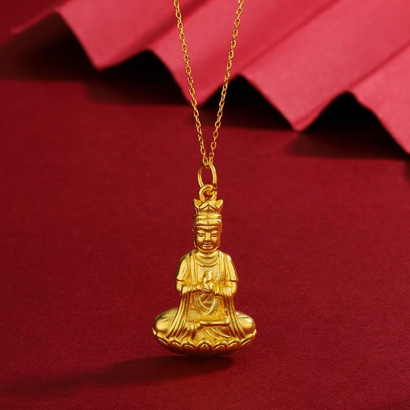Guanyin Buddha Head Necklace Women 3D Hard Pendant Luxury Clavicle Chain
