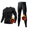 Herren Fleece Thermounterwäsche Set Sport Outdoor Skifahren Basisschicht Fitness Schnelltrocknend Rundhals Lange Unterhosen