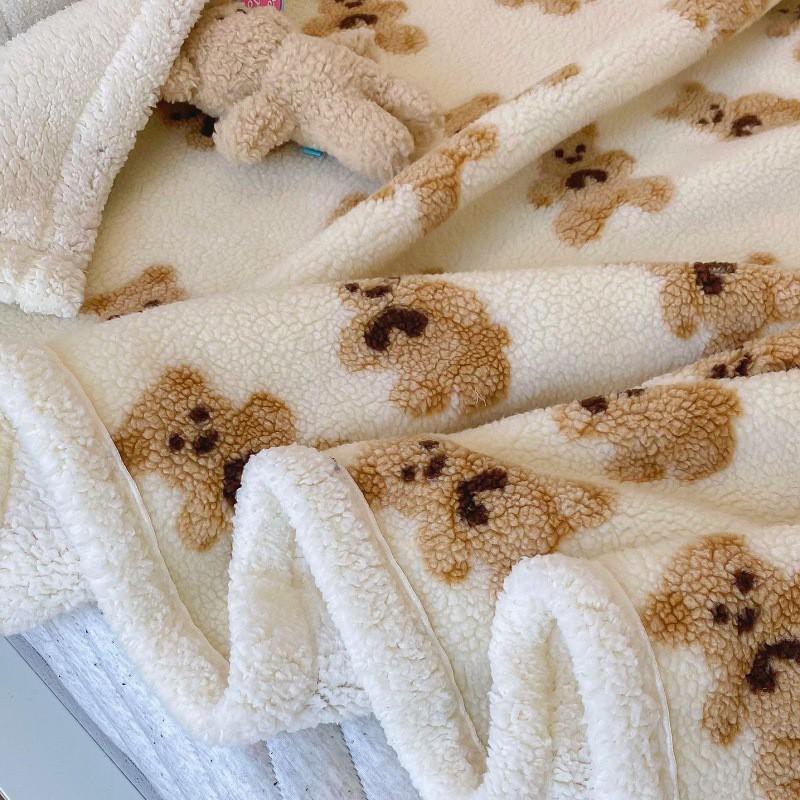 Soft Plush Kids Blanket With Cartoon Bear Design - Warm Fleece Throw Nap Sofa Bed Use