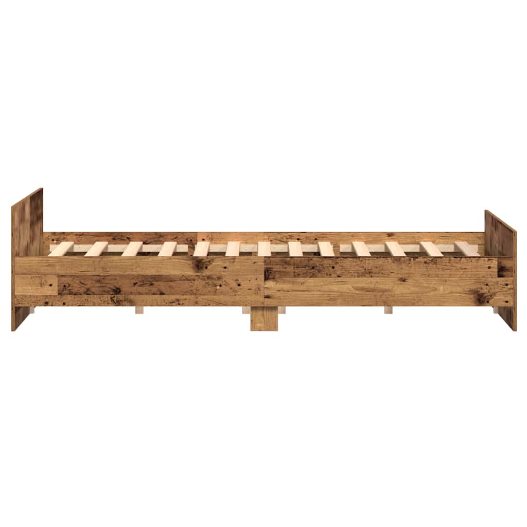 Bed Frame with Headboard Reclaimed Wood Look 203 x 203 x 50 cm Particle Board