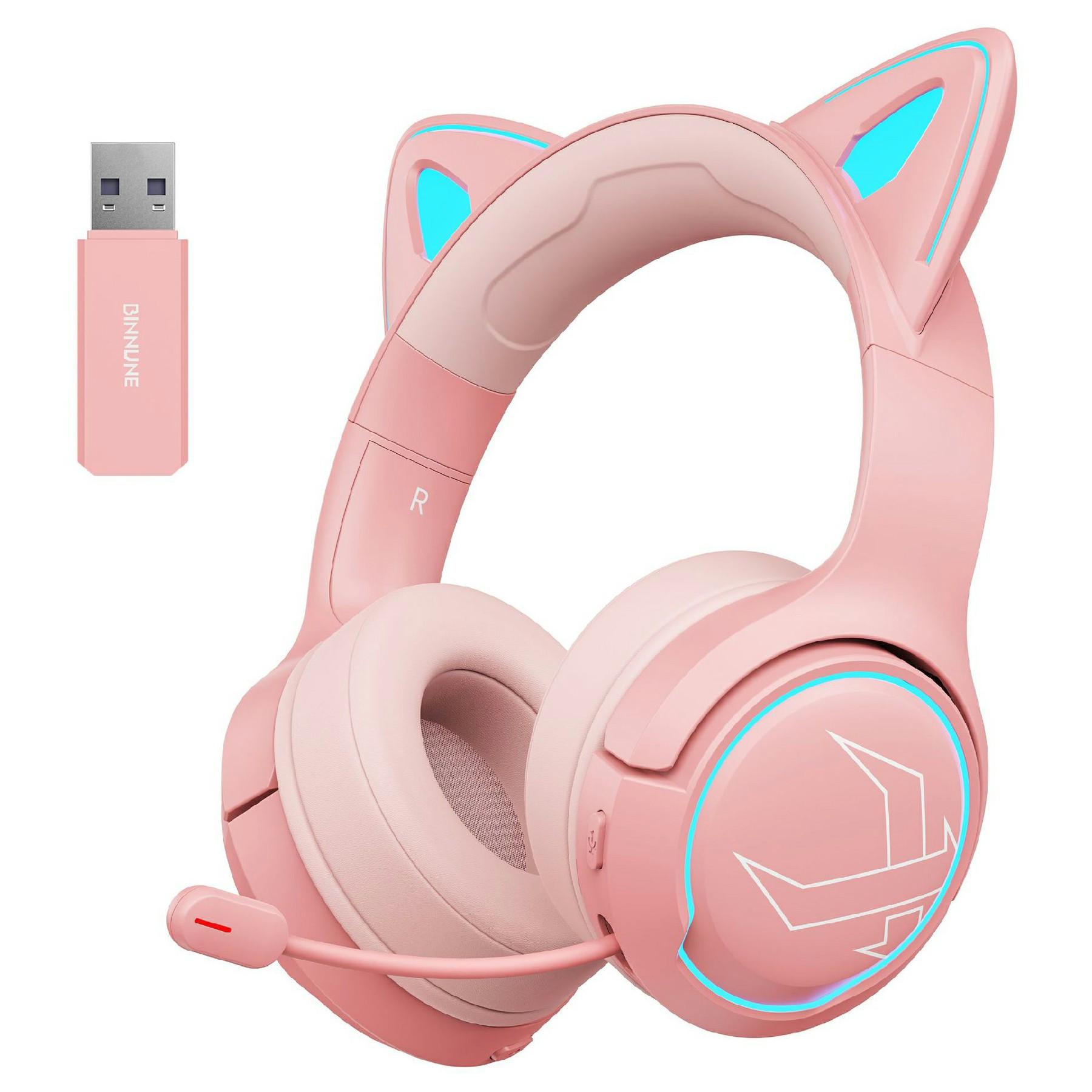 

BINNUNE BW05 2.4G+Bluetooth-compatible Cat Ears Gaming Headset RGB Light Headphones with 3.5mm Jack A