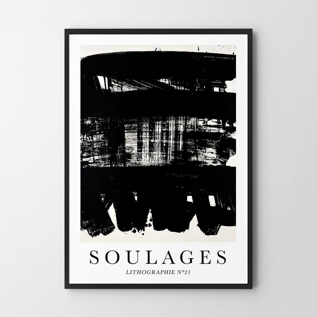 Plakat abstrakcja czarnobiała soulages