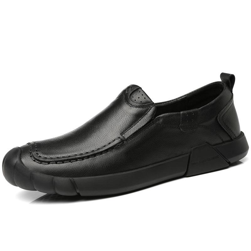 Codzienne skórzane buty męskie 2025 jesień nowe skórzane buty wizytowe miękka podeszwa ręcznie robione skóra bydlęca pierwszej jakości buty męskie mokasyny