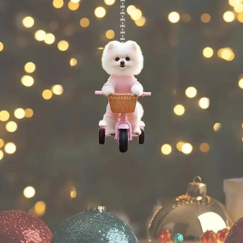 2d Acrylic Car Accessory Cartoon Dog Rearview Mirror Vehicle Decoration Pendant