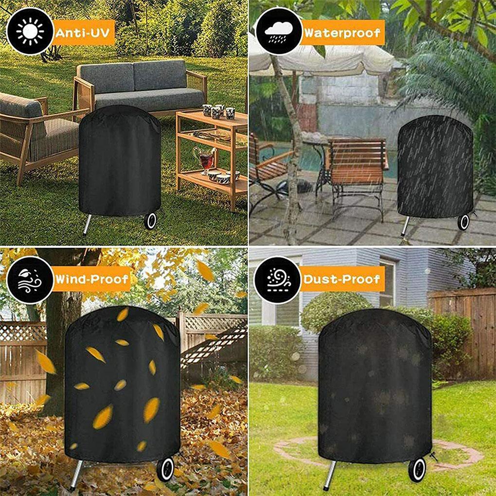 Multiple Size Grill Cover Round Heavy Duty Waterproof Barbecue Gas Grill Cover Heat Resistant Stain Resistant Waterproof Black