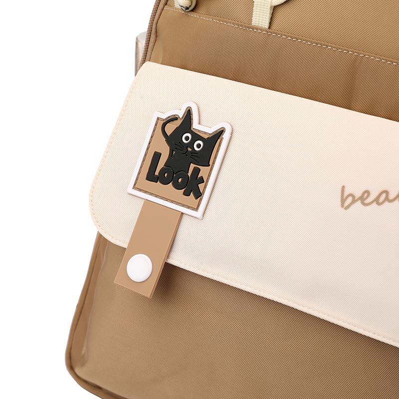 Color Block Student School Bag Women Large Capacity Backpack Ridge Protection Bag