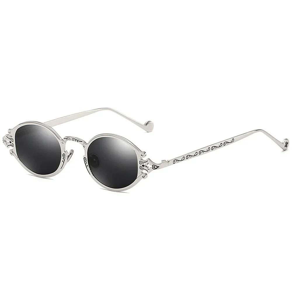 Yiran Glasses Men's Classic Gothic Steampunk Pop Oval Carved Sun Glasses Glasses Matte Spectacle Frame Frame Vintage Trendy Unisex Eyewear Cm