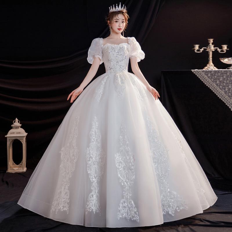 

2026 Simple Princess-Style Floor-Length Maternity Wedding Dress for Petite Brides 8XL：bust 132 waist 120