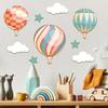 9 Pcs Hot Air Balloon Wall Decor with Clouds Stars Boho Wooden Nursery Wall Art Sign for Living Room Kids Bedroom Hallway Playroom Classroom