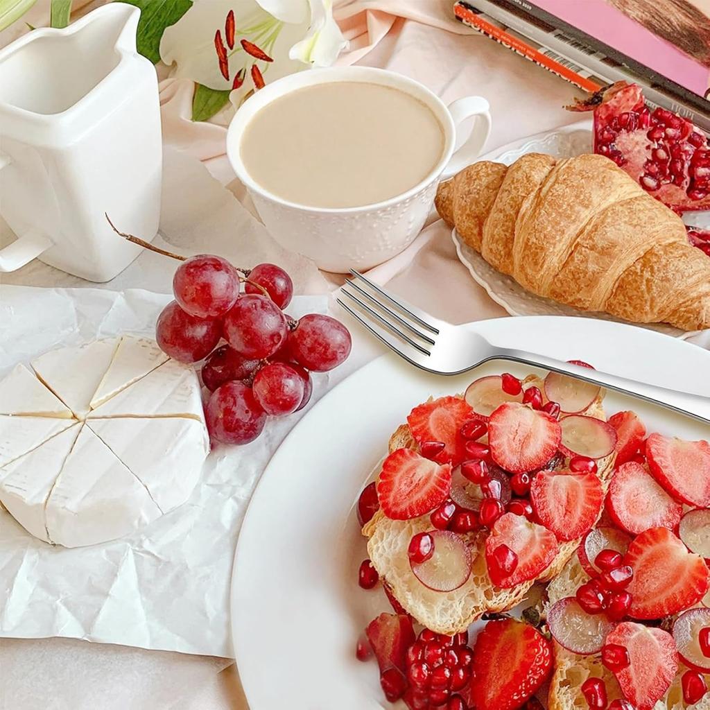 Dinner Forks Set,8 Inches Set of 6 Food Grade Stainless Steel Silverware Forks,Table Forks,Flatware Forks,Mirror Finish Dishwasher Safe,Use for