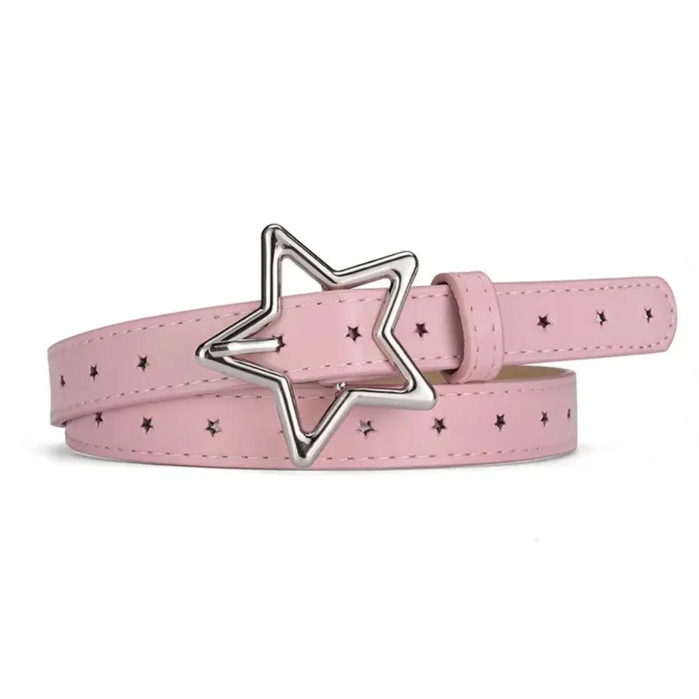 PU Leather Five-point Star Waistband Ins Adjustable Heart Star Belt Waist Belt Thin Women Waist Belt Men