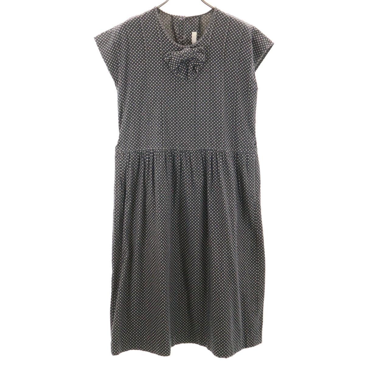 

PINK HOUSE Платье с рукавом-фонариком в горошек Серое в горошек Женское Б/У