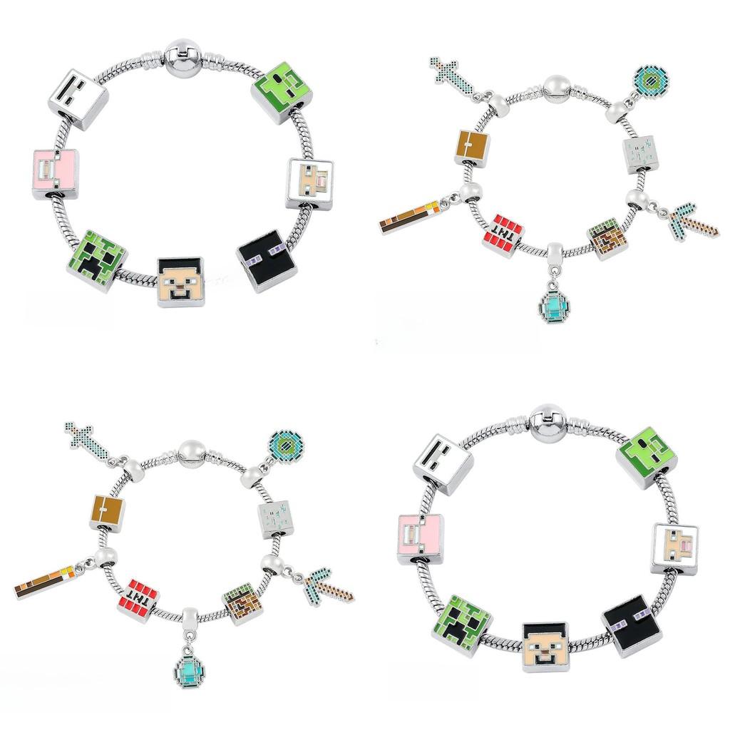 Minecraft Diy Bead Bracelet Kit With Zinc Alloy Charms For Teens And Adults