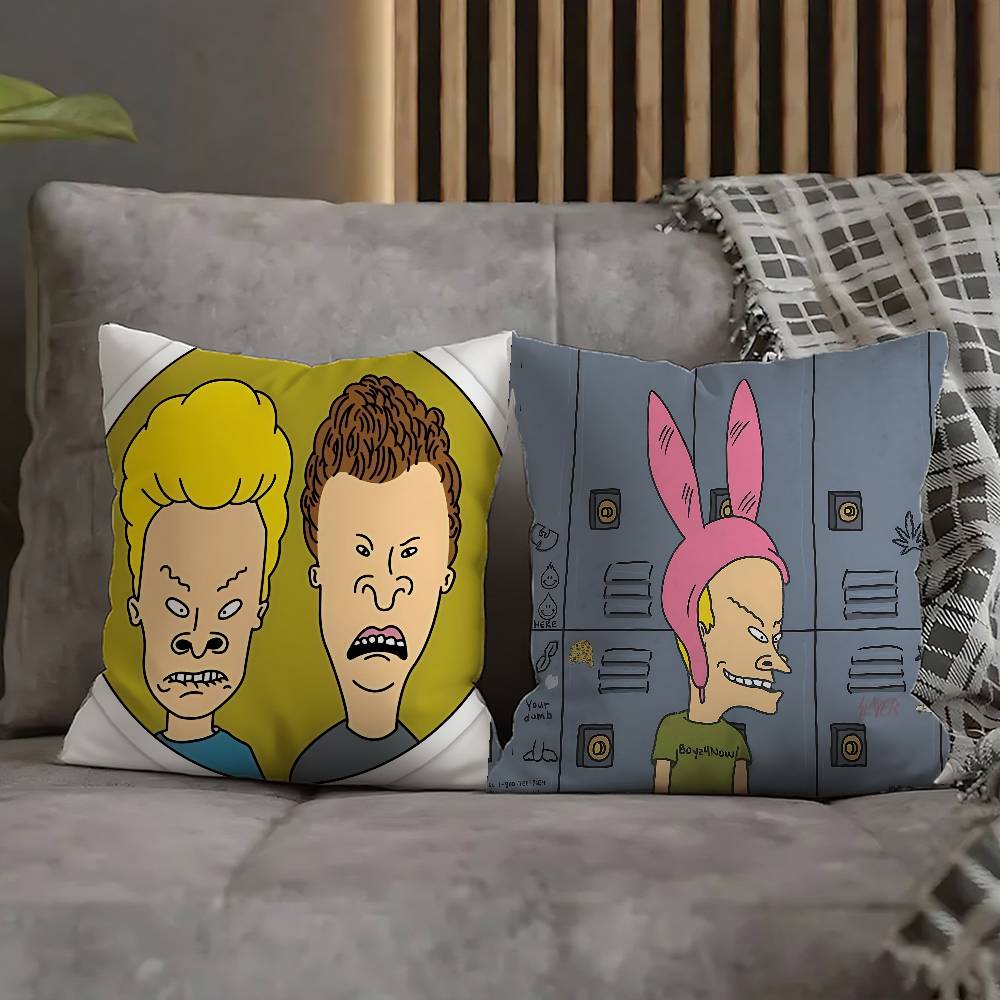 B-Beavis and B-Butt-H-Head Throw Pillow Case For 45x45cm 40x40cm 55x55cm 50x50cm 30x30cm Square Car Pillowcase Shell