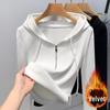 Women's Fleece-Lined Hooded Half-Zip Slim-Fit Silver Fox Tee - Autumn/Winter 2025