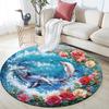 Dolphins Round Area Rug,Carpet Rug for Living Room Bedroom Sofa Playroom Decor,Non-slip Floor Mat
