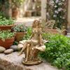Resin Flower Fairy Statue Sitting On Flower For Spring Summer Outdoor Garden Decoration Yard Lawn Ornament
