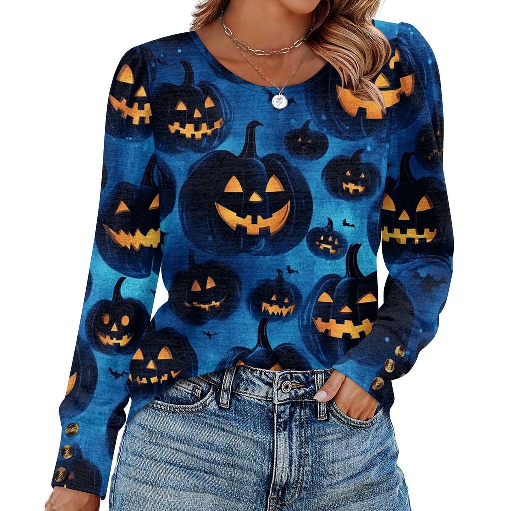 Women's Halloween Print Fashionable Long-sleeved Top
