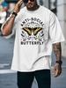 Unisex White Tee Anti Social Butterfly Vintage Insect Graphic Print Crew Neck Short Sleeve Summer Casual Male Cotton Street Top
