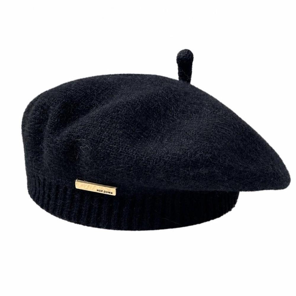 Solid Color Beret Hat Warm Woolen Beanie Cap Retro Knit Cap Women Girl