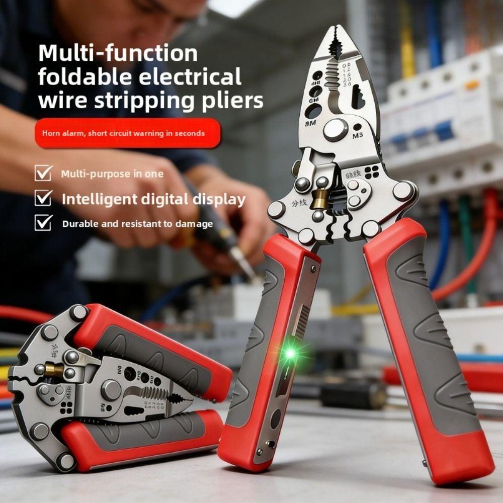Foldable Crimping Tool Voltage Tester Electrician Pliers Wire Stripping Pliers  Electrician Tool