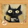 Black Cat Pattern Placemat Linen Fabric Table Mats Family Dinner Tableware Kitchen Table Mat 30X40cm