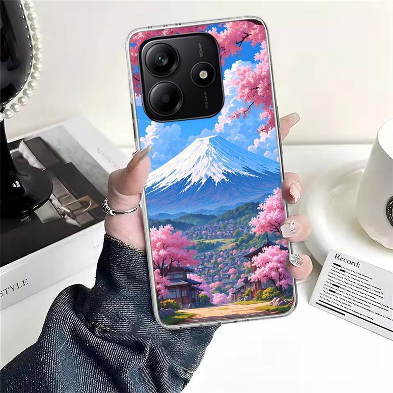 Japanese Cherry Mount Fuji Soft Phone Case For Xiaomi Redmi Note 15 14 14S 13 12 Pro Plus 12S 11 11S 11E 10 10S 11T 5G Fundas Co