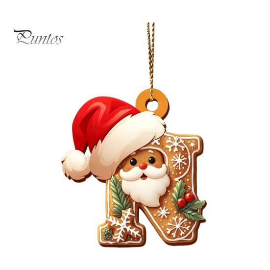 Christmas Tree Gingerbread Letter Ornaments 2D Flat Acrylic Ornaments, Pendant with Santa Claus, Personalized Alphabet Keepsake for Friends