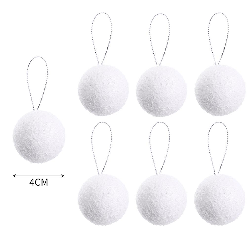 60/6Pcs White Foam Ball Christmas Tree Round Hanging Ornaments for Christmas Holiday Wedding New Year Party Home Decoration Ball