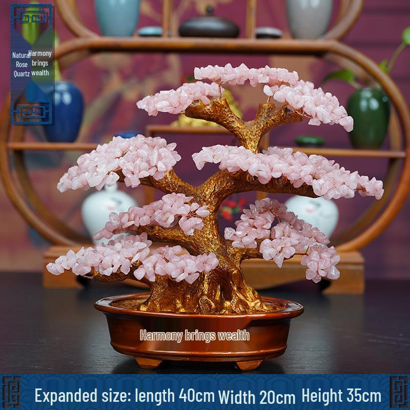 Pink Crystal Money Tree: Attracts Wealth and Enhances Relationships - Perfect for Living Rooms, Offices, Housewarmings, and Ceremonies