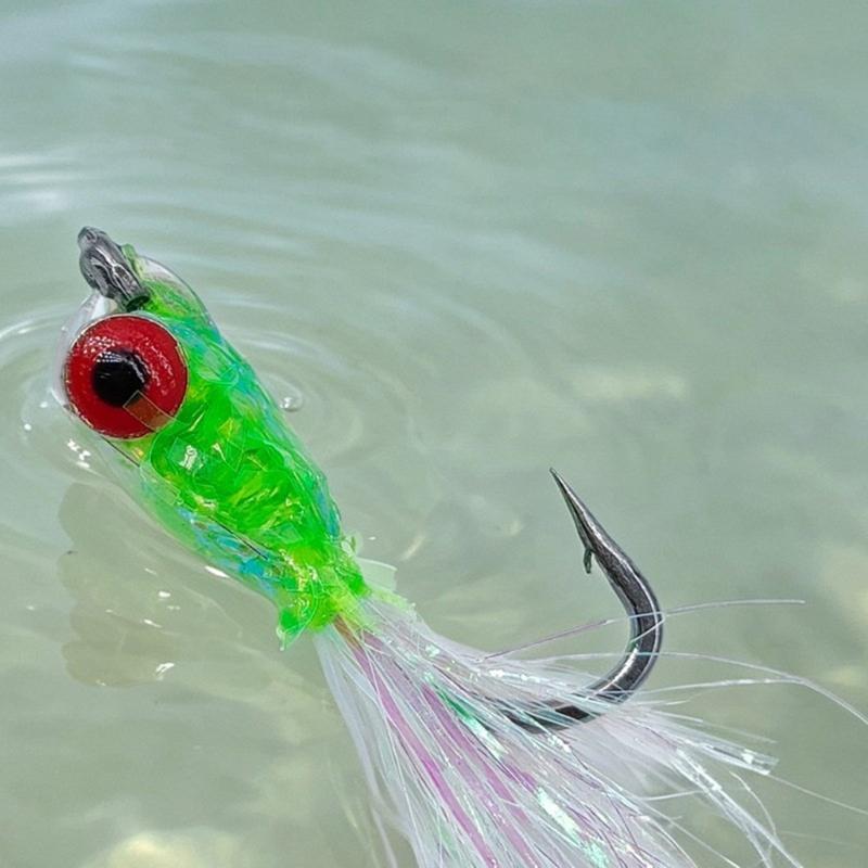 Carbon Fiber Fly Fishing Lures Realistic Hair Tail Lures With 3D Eyes & Sharply Hook For Basses Trouts & Saltwater Fish