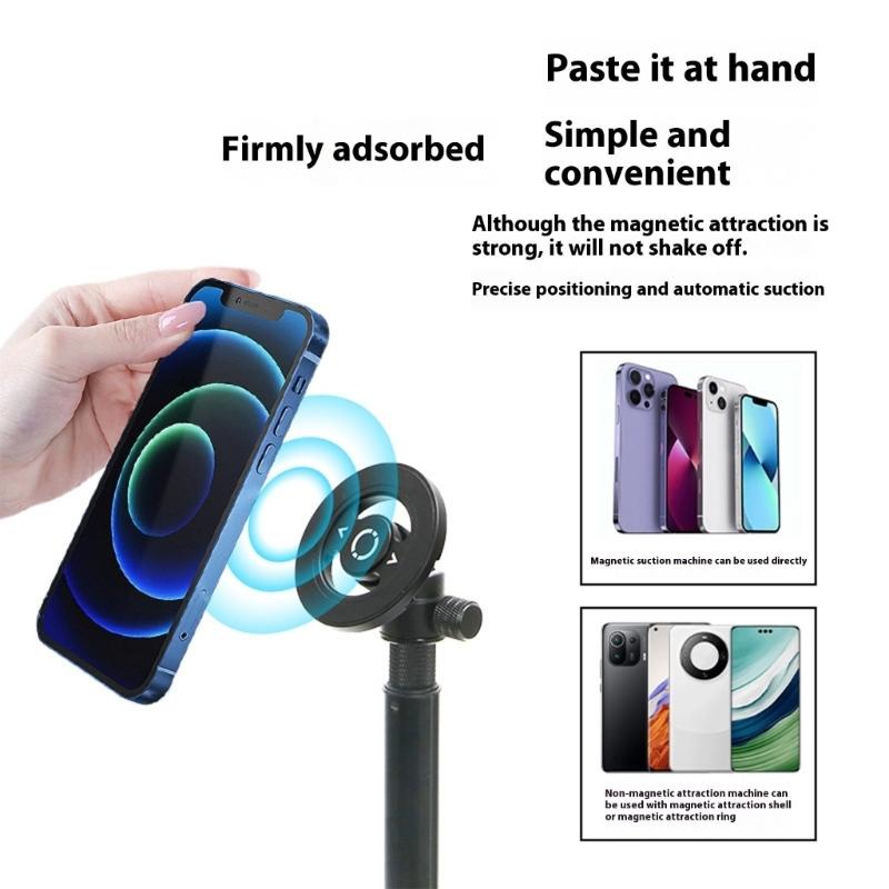 Magnetic Phone Tripod Mount Adapter with 1/4" Screw Holes Magnet Phone Tripod Stand Ball Head Adapter