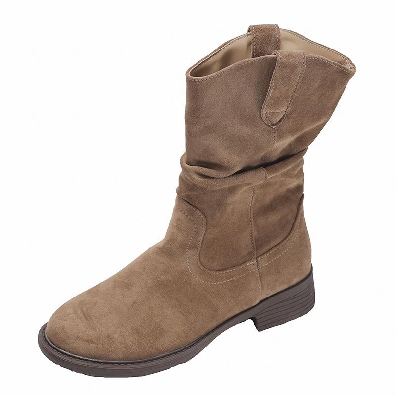 Vintage Women Western Cowboy Boots Autumn Ladies Elegant Mordern Mid Calf Botas Zapatos De Mujer