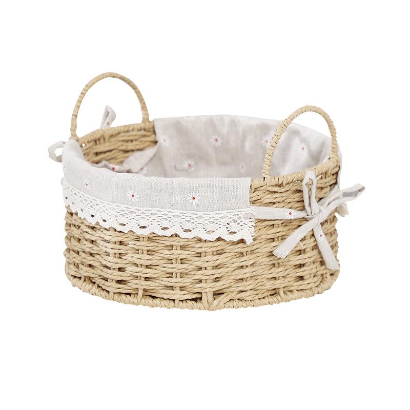 Woven Desktop Storage Basket for Cosmetics, Snacks, Keys, and Books