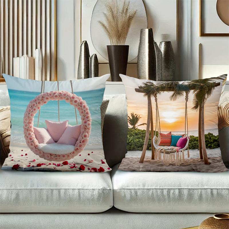 Floral Swing Cushions Beach Sunset Wisteria Design Polyester pillowcase, sofa decorative cushion cov Headboard Pillow
